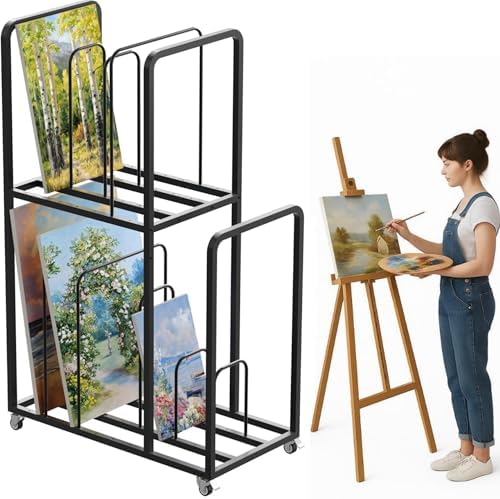 Modular Canvas Rack Amazon.com: lukar 2 Tier Art Canvas Storage Rack with Caster Wheels ...