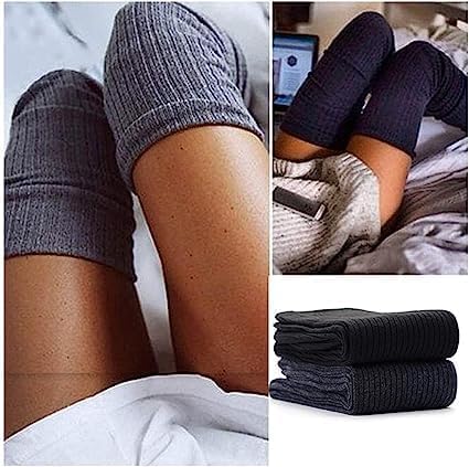 Woolen Knee High Socks for Women, Warm Thermal Winter Wear (Pack of 2) 2