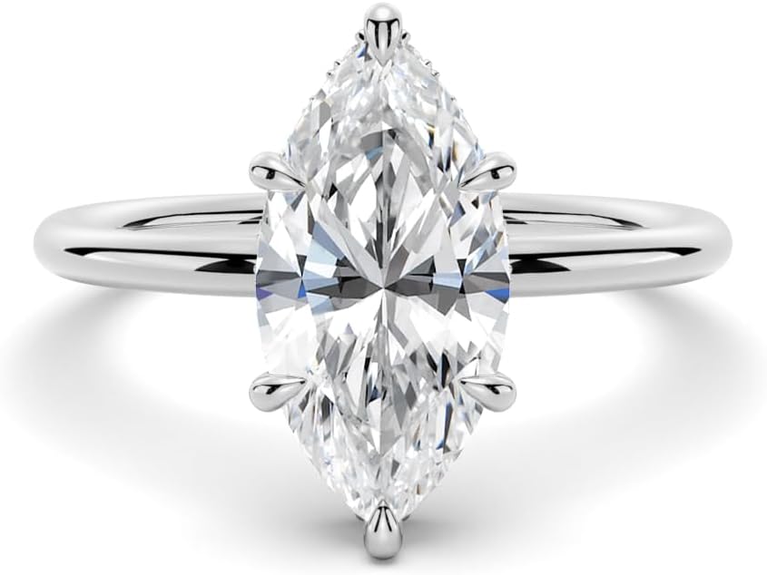 MSBLUE 2ct Marquise Cut Moissanite Engagement Ring for women, 14K Gold Vermeil, Wedding Promise Ring