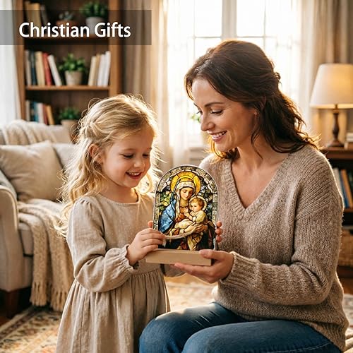 Estatua decorativa Virgen María acrílica para altar miniatura 6