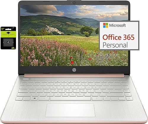 Image of HP 14 inch Ultral Light Laptop for Students and Business, Intel Quad-Core N4120, 8GB RAM, 128GB Storage(64GB eMMC+64GB Ghost Manta SD), 1 Year Office 365, Webcam, HDMI, WiFi, USB-A&C, Win 11 S