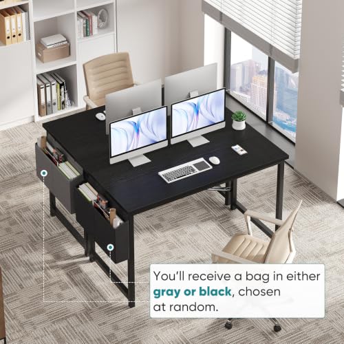 Image of OLIXIS Computer Desk, 47 Inch Gaming Desks for Home Office Small Spaces | Writing Study Craft Work Table, Computer Workstation for Bedroom with Storage Bag, Black