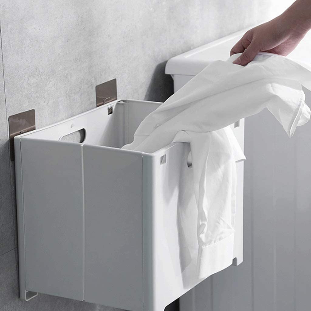 Wasmand opvouwbare plastic wasmand 2 compartimenten wassorteerder grote capaciteit draagbaar handvat voor badkamer slaapkamer-grijze wasmand Vuile waszak