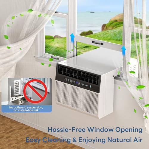 ZAFRO 12000 BTU U Shaped Window Air Conditioner Cools up to 550 Sq Ft, 6-in-1 Window AC Units with Cool, Fan and Dehumidifier Modes, Saddle Air Conditioner with Energy Efficient, Low Noise, White