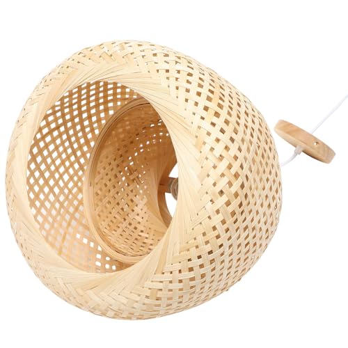Lámpara colgante de bambú tejida a mano con casquillo E27 para iluminación decorativa del hogar