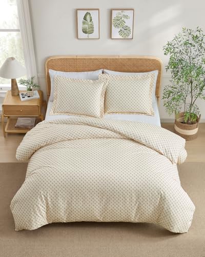 Image of Duvet Cover Full Size Set - Extra Soft Floral Duvet Cover 80 x 90 with 2 Pillow Shams - Comfy, Breathable Floral Bedding Set - Hotel Luxury, Fade Free with Zipper Closures & Ties - Vintage Red Floral