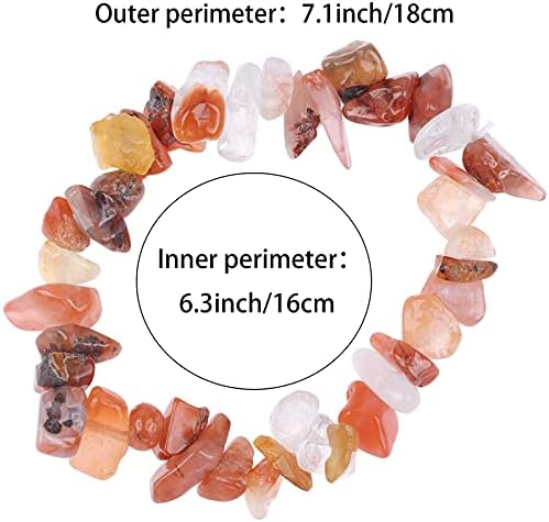 Uoeo 15 Pieces Irregular Crystal Chip Bracelets Set, Natural Gemstone Stretch Bracelet Crushed Stone Bracelet Jewelry Creative Gifts for Girls Women