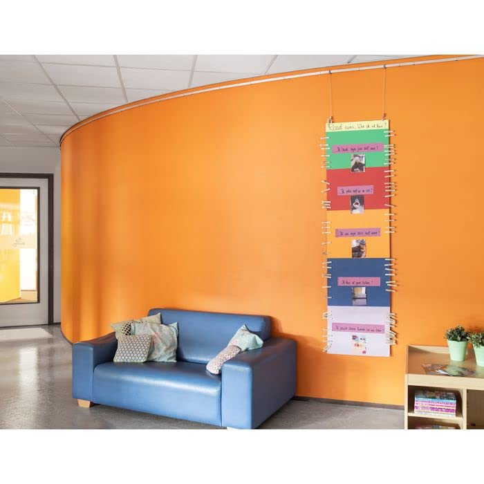 Image of STAS Evoluon - Curved Wall Picture Hanging System - Flexible, Easy-to-Install, Art Display Solution for Curved Surfaces and Unique Spaces (78.74 inch Rails + 2 Hooks and Cords)