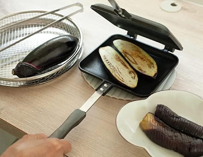 Panini Press Hot Sandwich Maker Non-Stick Panini Grill Pan with Handle Aluminum Flip Pan for Home and Outdoor Camping, 1 Pack - Image 3