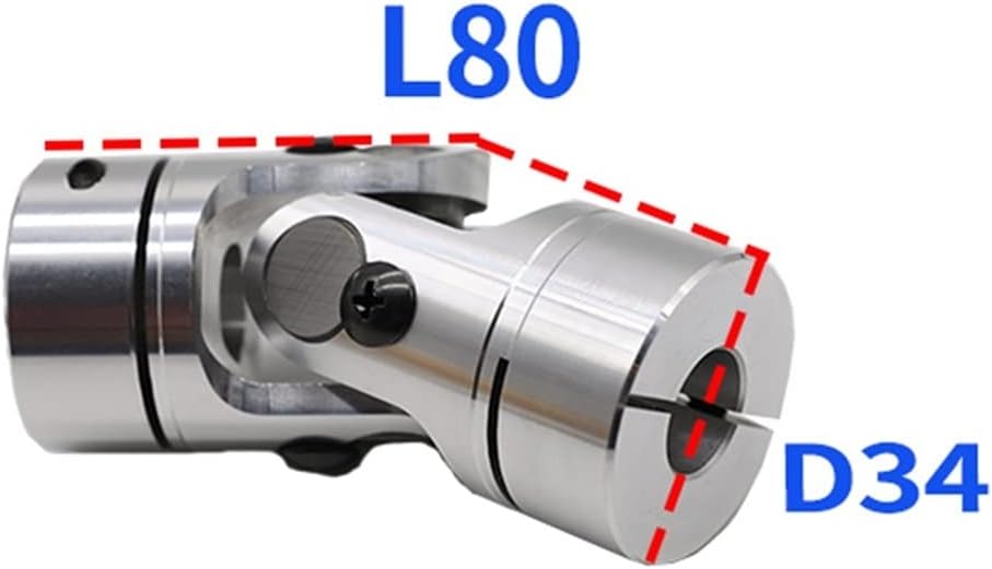 Youngran 1pcs D34 L80 Universal Coupling Precision Single Section GHA Telescopic Cross Universal Joint Transmission Joint Leisurely (Inner Diameter : 6X7)