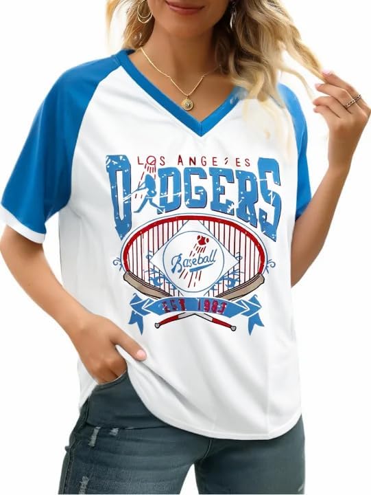 Baseball Shirts for Women Game Day Sports Fan Tshirts Baseball Mama Oversized Printed Tees Short Sleeve Top