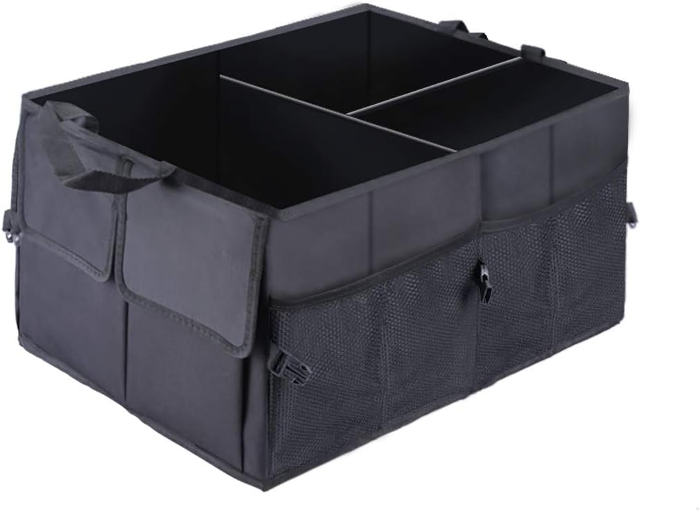 LEADALLWAY Car Trunk Storage Organizer Compartment Collapsible Portable Storage Cargo Box for SUV, Auto, Truck - Nonslip Waterproof Bottom
