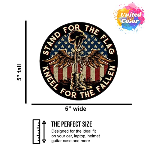 United By Color Stand For The Flag Kneel For The Fallen (Pack Of 2) 5X5 Inches - Strong Adhesive Waterproof Patriotic Stickers - Does Not Fade, Used For Truck, Car, Helmet, Laptop, Rv, Water Bottle, Boat #TOP3