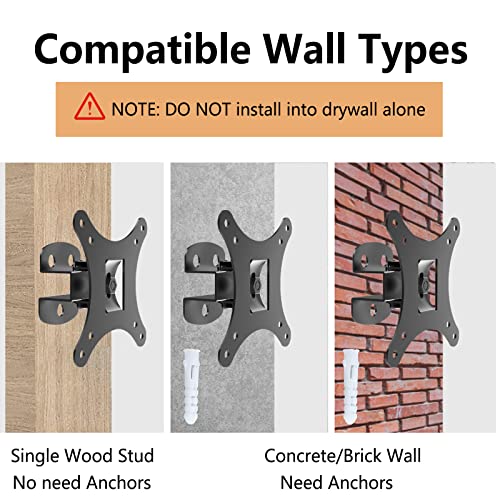 Nuyoah Monitor Wall Mount Tilt Swivel Full Motion For 10”-26” Tv Screens, Rv Tv Mount Camper, Small Tv Wall Mount For Computer Monitors With Max Vesa 100X100Mm #TOP5