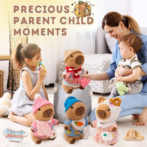 Image of Capybara Plush for Boys Girls Birthday Dress Up Cute Plushies,10 Pcs Set,9 Clothes and Accessories Kawaii Stuffed Animal Plushie Toy, Soft Peluche Doll for Kids 10.2 in