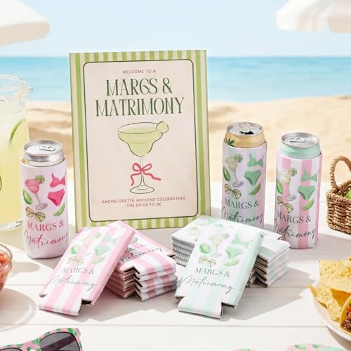 Enfriadores de latas para despedida de soltera, juego de 16 piezas con letrero de madera 6