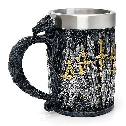 alikiki Caneca de café medieval Game of Sword Thrones Dragão 600 ml - Legends of the Swords Beber ce