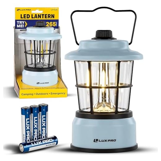 LUXPRO Retro LED Lantern - Battery-Powered Emergency Lantern - Water Resistant - Bright LED Lamp for Indoor & Outdoor Use - Use for Tents, Hiking or Hurricane Prep (Blue, Pack of 1)