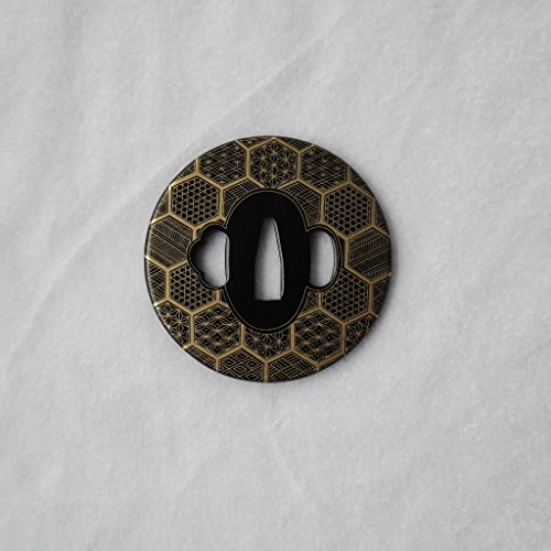 Boyu Japanese Samurai Sword Koshirae – Tsuba Iron Carved 001-026 (TDH010, 3.07/2.87in,)