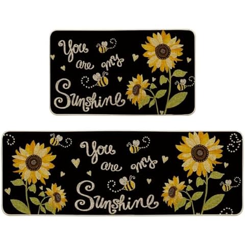 Artoid Mode Bee Sunflower Kitchen Mats Set Cover