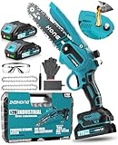 BEI & HONG Mini Chainsaw 6-Inch with 2 Battery, Upgraded Lubricate chain Oil System, Cordless Power Chain Saws with Security Lock, Handheld Small Chainsaw for Wood Cutting Tree Trimming