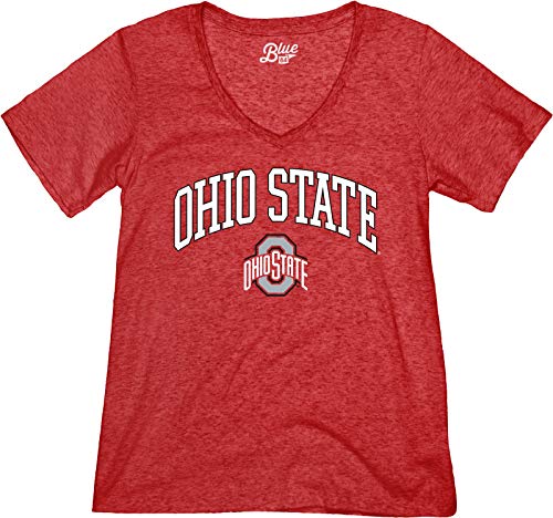 Blue 84 Women's Ohio State Buckeyes Heathered Team Color Confetti T Shirt, Ohio State Buckeyes Red, Small