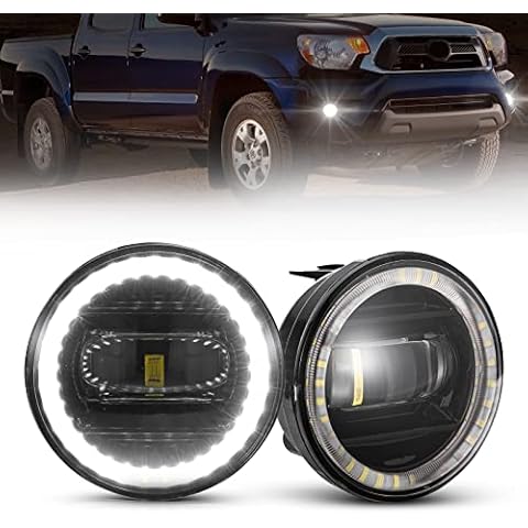 BUNKER INDUST LED Fog Light with Daytime Running Lights for Tacoma 2005-2011/ Solara 2004-2006/ Tundra 2007-2012, Bumper Driving DRL Fog Lamp Assembly Kit Cover