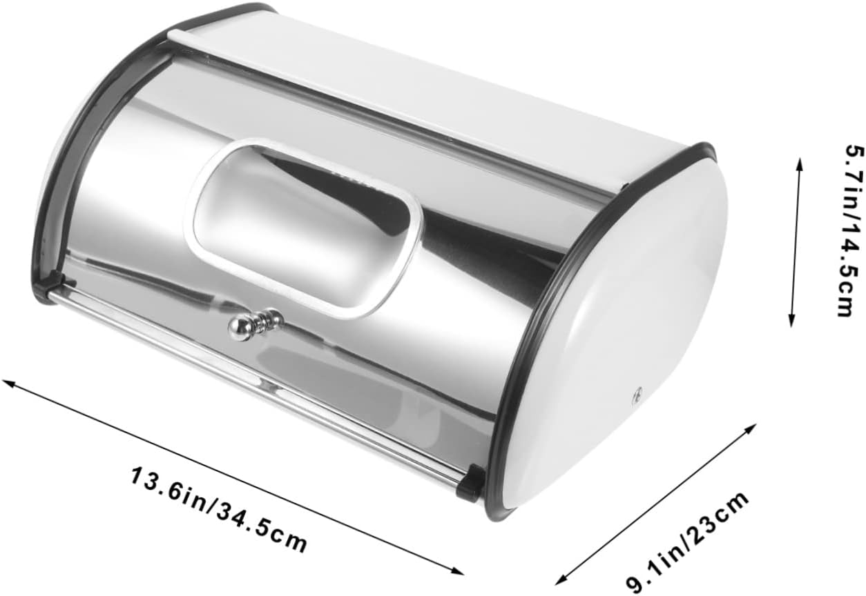 PRETYZOOM Household Bread Box Multi-function Bread Bin Stainless Steel Container