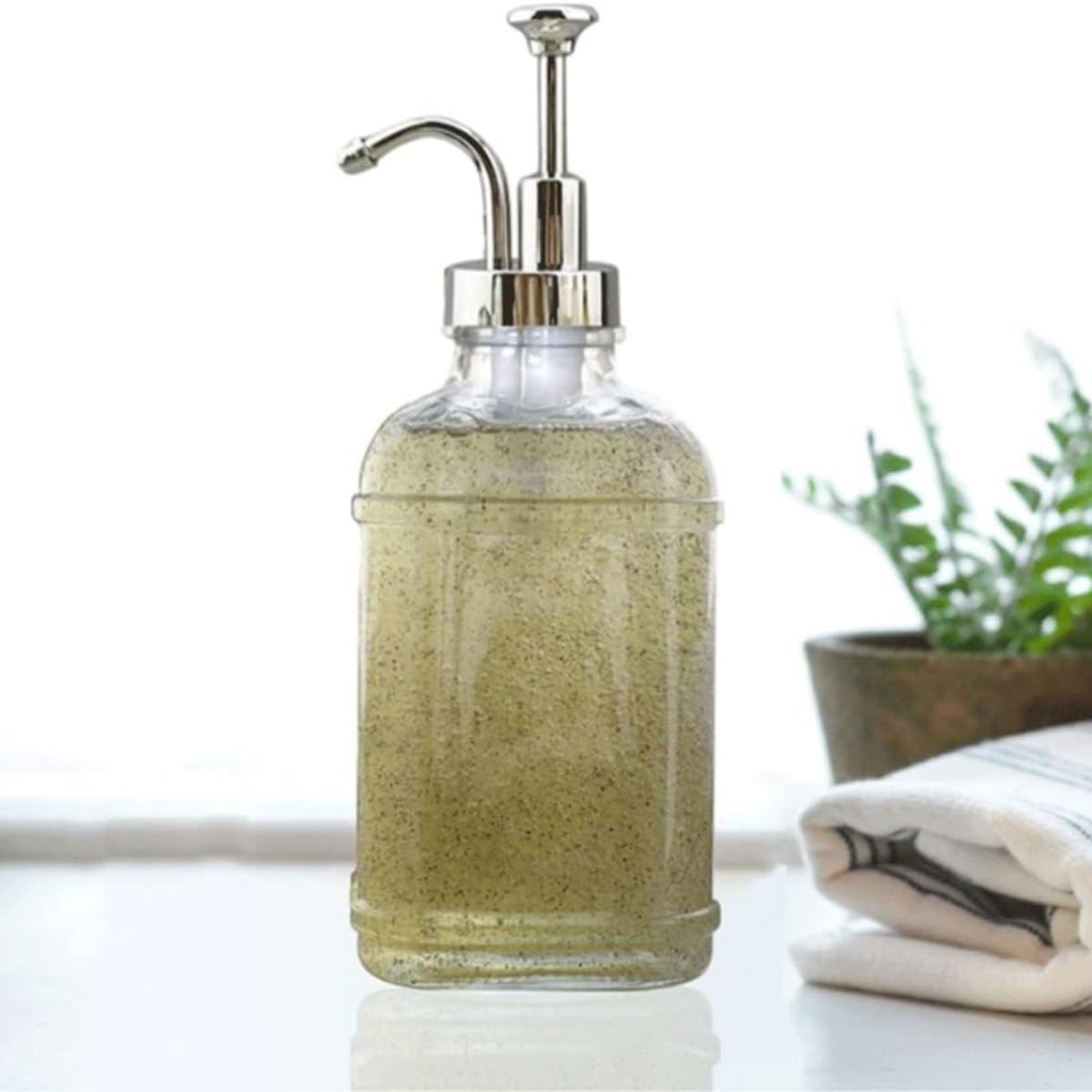 Dispenser Sapone Liquido Distributore di sapone curvo da banco Vetro spesso trasparente Bagno
