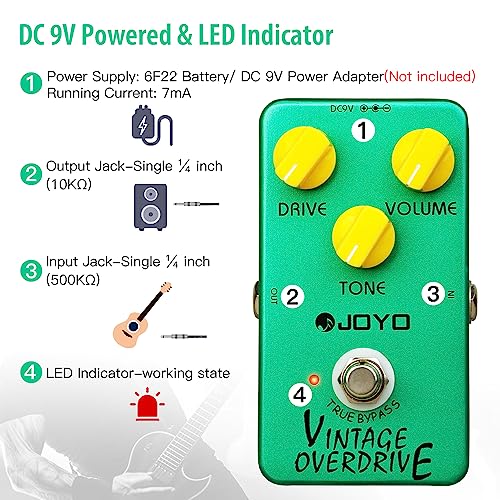Joyo Vintage Overdrive Pedal Classic Tube Screamer Pedal For Electric Guitar Effect - True Bypass (Jf-01) #TOP5
