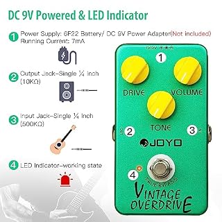 JOYO Vintage Overdrive Pedal Classic Tube Screamer Pedal pour effet guitare électrique - True Bypass (JF-01) – Image 6