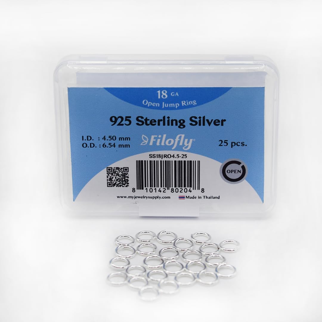 925 Sterling Silver Open Jump Rings 18 Ga 6.5mm OD/4.5mm ID, 25 pcs