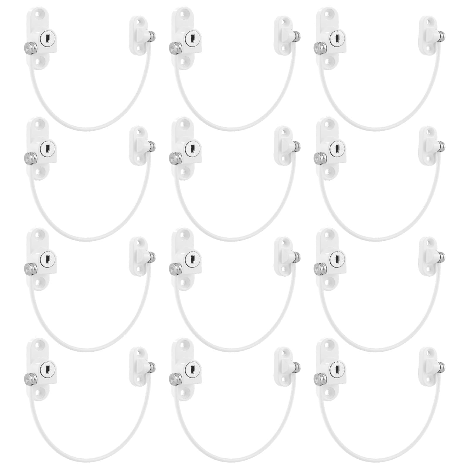 LDXDRU 12PCS Window Restrictors for UPVC, White Safety Locks with Keys