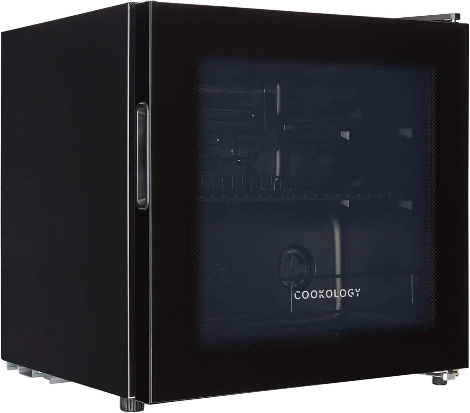 Cookology BC46BK Table Top Beverage Cooler, 43 Litre Beer, Wine and Drinks Fridge, 40 Can Capacity with Removable Shelves and Adjustable Temperature Control, Energy Efficient - in Black [Energy Class F]