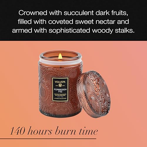 Image of Voluspa Forbidden Fig Candle, 5.5oz, Coconut Wax Blend, Scented Candles for Home, 50 Hour Burn Time, Handcrafted in The USA