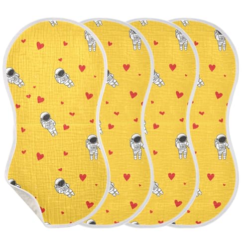 Cartoon Cute White Astronaut Love Cotton Baby Burp Cloth Soft Touch wash Cloths for Set of 2, 22x11in3
