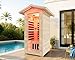 Albott Outdoor Sauna 1 Person, Infrared Saunas for Home, Low EMF 110V Spruce Wood Dry Sauna with Tourmaline Stone Foot Warmer, 7-Color Light Therapy & 2 Bluetooth Speakers, 33.5