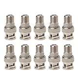 Serie: entre la serie BNC-F. LDA Get Fresh - Juego de 10 adaptadores de Conector coaxial BNC Macho a F Hembra para cámara CCTV con Rosca de Color Plateado