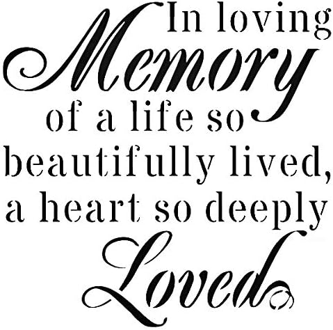 in Loving Memory Reusable Sturdy Stencil Clear Custom Cut Plastic Sheet Template Cutout Sign DIY Supplies for Airbrush Painting Drawing 1-8x8 inch