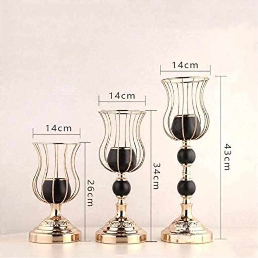 Habrur Kerzenhalter 3-teiliges Set Kerzenhalter Aus Metall, Moderner Kerzenhalter, Luxuriöser Hochzeitstafelaufsatz Für Party, Zuhause, Standdekoration Kerzenständer