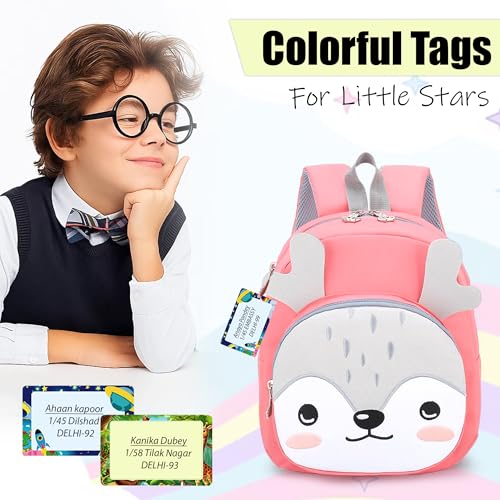 Image of GLUN Jambo Pack Name Stickers - 156 Pcs Self-Adhesive Vinyl Labels with Cute Animal Designs & 1 Marker, for Kids Bottles, Lunch, Clothes & Kitchen Use