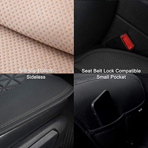 Black Panther 1 Pair Luxury Pu Car Seat Covers Protectors For Front Seats, Triangle Pattern, Compatible With 95% Cars (Sedan/Suv/Pickup/Van) - Black #TOP4
