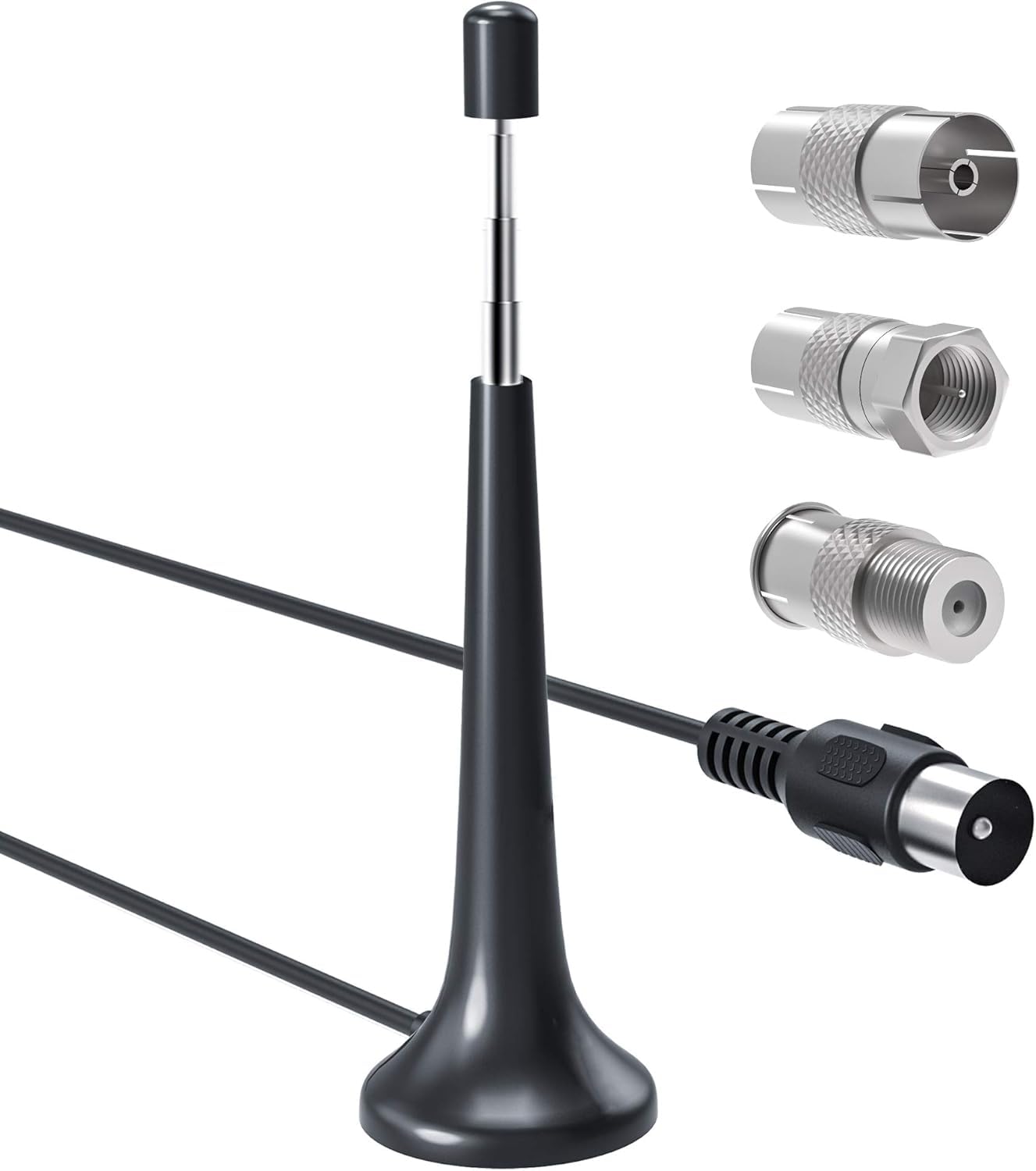 Antenna Telescopica DAB/FM Con Base Magnetica E Prolunga 300 Cm – 3 Adattatori Inclusi