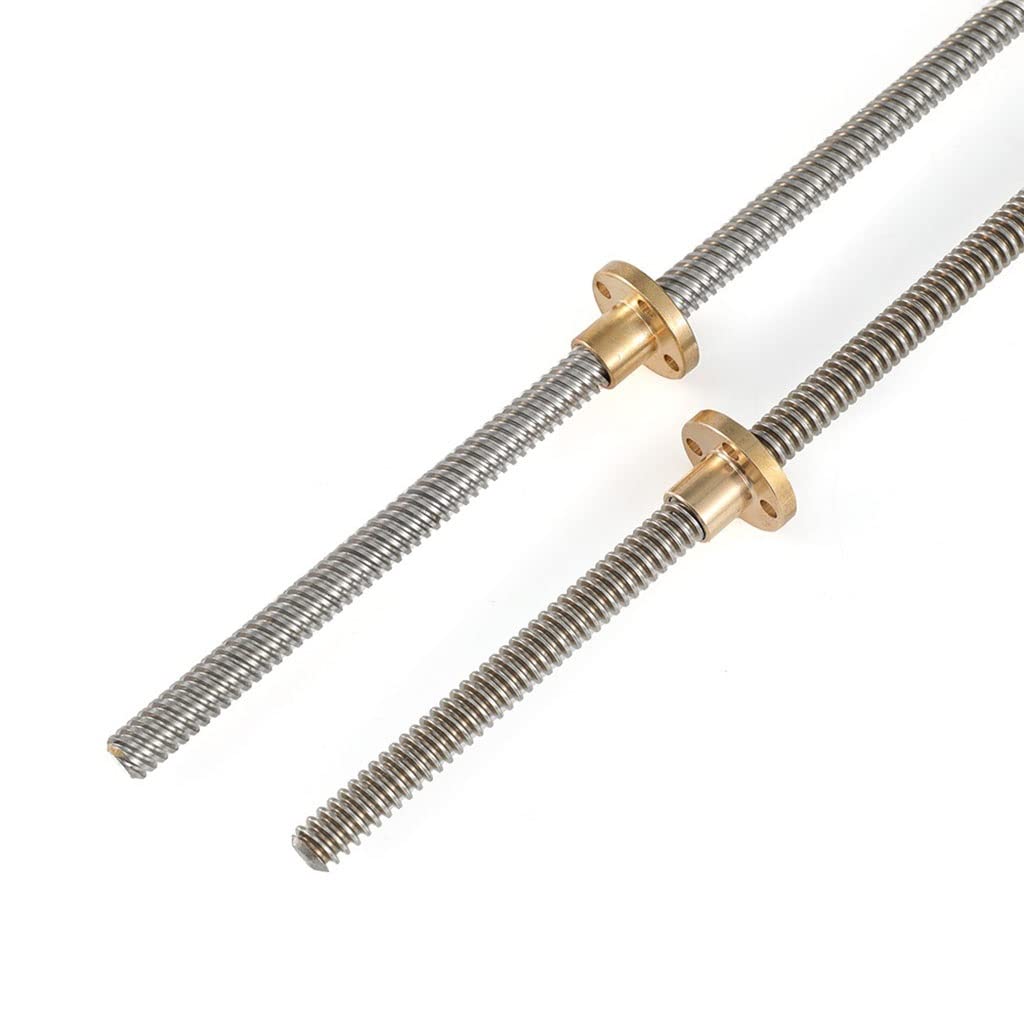 1 Pièces T8 Vis sans Fin Pièces D'imprimante 3D, Pas 2mm Plomb 8mm Longueur 100mm-600mm Tige Trapézoïdale en Acier Inoxydable avec Écrou en Laiton for CNC(600mm with Nut)