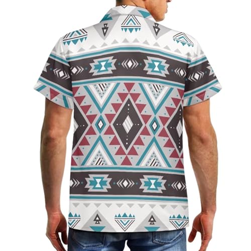 Mens Casual Short Sleeve Button Down Shirts Regular Fit Western Aztec Print Hawaiian Shirt for Men4