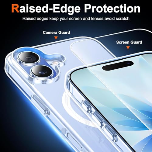 Image of for iPhone 17 Case Clear with Screen Protector, Compatible with Magsafe, Anti-Yellowing, Military-Grade Protection, Shockproof Slim Magnetic Phone Case Cover, Transparent