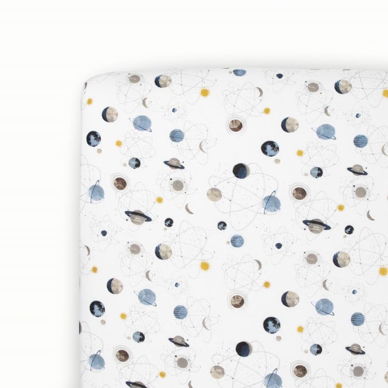 Image of Little Unicorn Premium Stretch Knit Crib Sheet |Super Soft with Optimal Stretch (Planets)