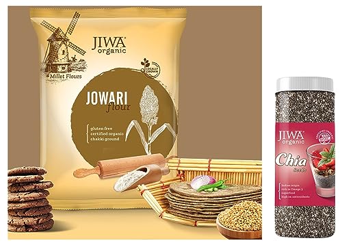 Image of JIWA healthy by nature Organic Chia Whole Seeds 200 g, Certified Organic & Organic Jowar Flour, 1 Kg