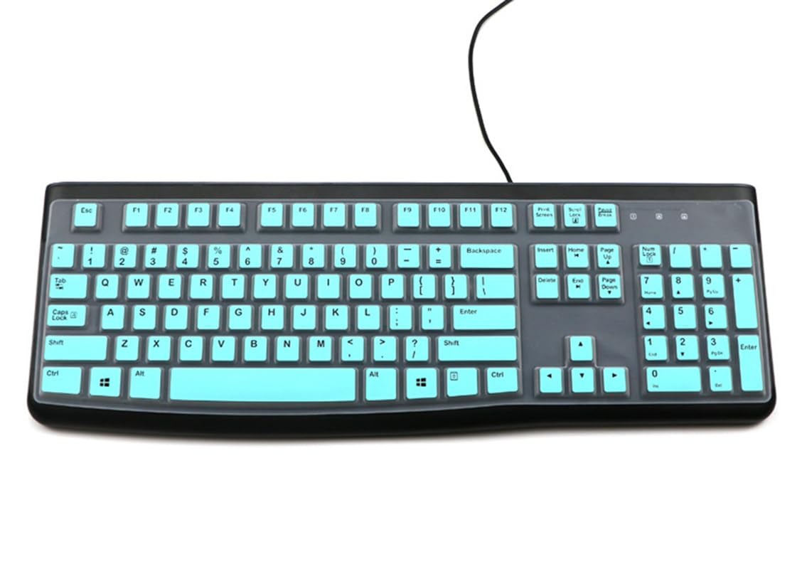 Ultradünne Silikon-Tastaturabdeckung, kompatibel mit Logitech K120 & MK120 kabelgebundenen Tastaturen, Logitech K120 & MK120 Tastatur-Schutzzubehör (Mint)