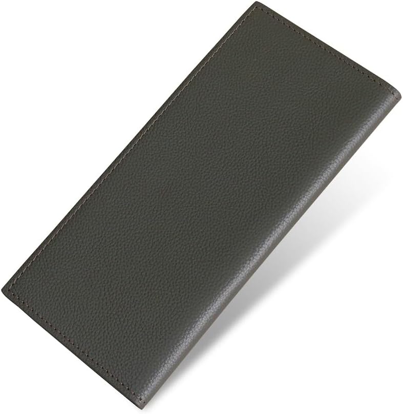 [LIB] スリム長財布 撥水オリジナルレザー 牛本革 男女兼用 カード6枚 小銭入れなし 薄い(ブラックオリーブ)